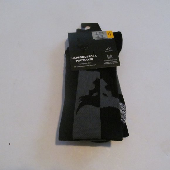 Under Armour Project Rock Playmaker man black/grey socks size 7-8.5 Brand New - Picture 1 of 2